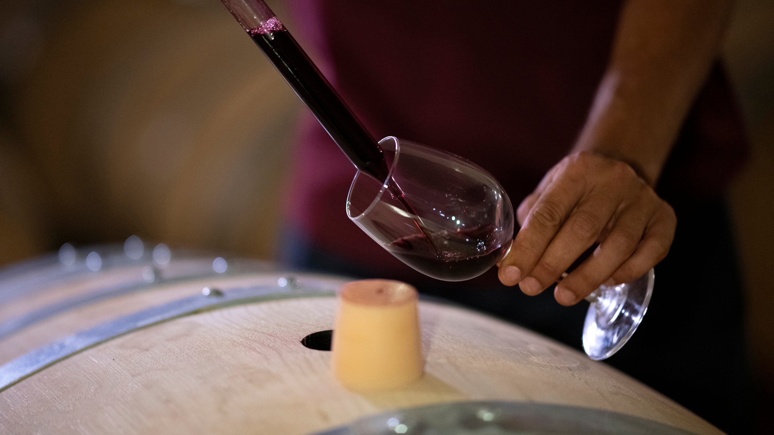 dégustation vin rouge Bordeaux à la barrique