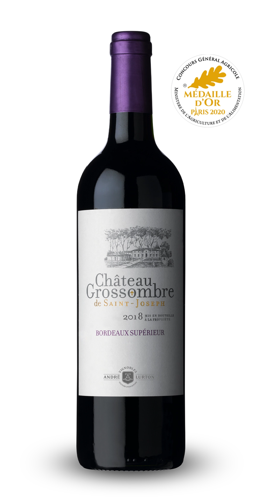 CHÂTEAU GROSSOMBRE DE SAINT-JOSEPH  Rouge - Bordeaux Supérieur - 2018 - 3 bouteilles x 9,90 €