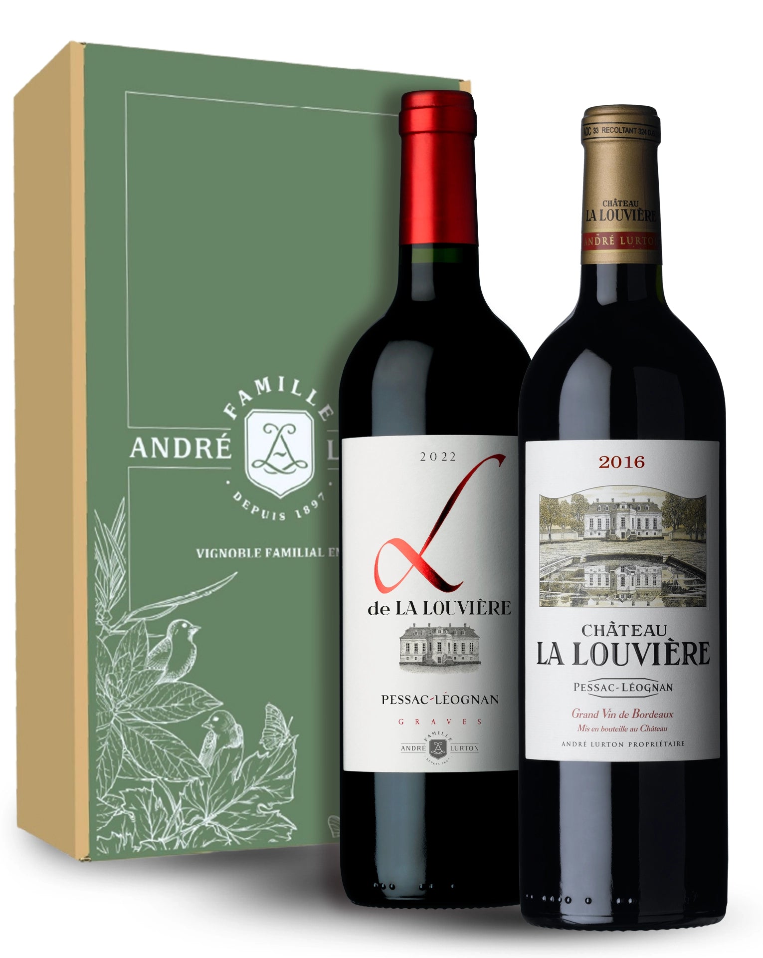 Coffret DUO "Château La Louvière  Rouge  1er et Second vin" - Château La Louvière Rouge 2016 / L de La Louvière Rouge 2022 - 2 bouteilles -