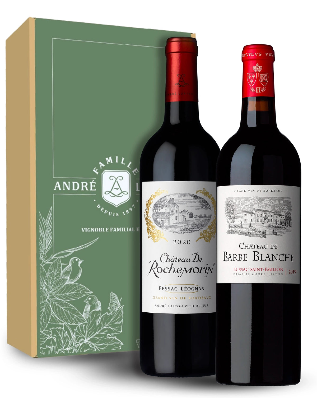 Coffret DUO "Pessac-Léognan & Lussac Saint-Émilion" - Château de Rochemorin Rouge 2020 / Château de Barbe Blanche 2018 - 2 bouteilles -
